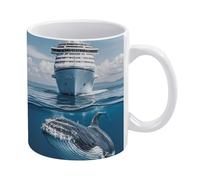 MUSM Cruise Ship Ocean Killer Whale Coffee Mug Double-Sided Printed Ceramic Mug 11oz Tea Cup for Gift Funny Coffee Cup for Home, Office & Cafe, Dishwasher Safe