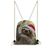 MUSM Cute Christmas Sloth Drawstring Backpack for Women Men - 13.8"x19.7" Lightweight Cinch Bag Large Capacity Gym Drawstring Bag Aesthetic Sackpack Sports Backpack for Travel, Beach