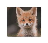 MUSM Cute Little Fox Bifold Wallet for Men Women, Slim Leather Wallet with 2 Card Slots, Photo Window, 2 Cash Pockets, Compact Travel Minimalist Wallets Men Purse for Daily Use