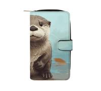 MUSM Cute Otter Leather Wallet，Bifold Clutch Billfold，Large Capacity Luxury Wallets for Everyday Use