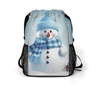 MUSM Cute Snowman Drawstring Backpack，Deluxe Stylish Large-Capacity Gym Bag,Lightweight Waterproof Travel Sackpack,for Women&Men