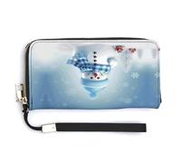 MUSM Cute Snowman Long Wallet Zip Around Wallet Handbag with Wrist Strap Large Capacity Phone Purse