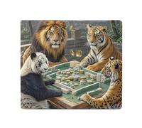 MUSM Divine Beasts Playing Mahjong Bifold Wallet for Men Women, Slim Leather Wallet with 2 Card Slots, Photo Window, 2 Cash Pockets, Compact Travel Minimalist Wallets Men Purse for Daily Use