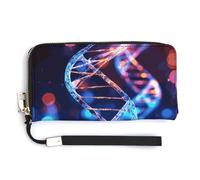 MUSM DNA Genetic Helix Long Wallet Zip Around Wallet Handbag with Wrist Strap Large Capacity Phone Purse