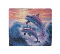 MUSM Dolphins Art Bifold Wallet for Men Women, Slim Leather Wallet with 2 Card Slots, Photo Window, 2 Cash Pockets, Compact Travel Minimalist Wallets Men Purse for Daily Use
