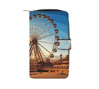 MUSM Ferris Wheel Leather Wallet，Bifold Clutch Billfold，Large Capacity Luxury Wallets for Everyday Use