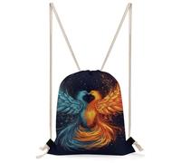 MUSM Fire And Water Phoenix Drawstring Backpack Lightweight Outdoor Storage Pouch, Foldable Portable Drawstring Bag for Travel Camping Workout Daily Use