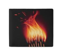 MUSM Flames Matches Bifold Wallet for Men Women, Slim Leather Wallet with 2 Card Slots, Photo Window, 2 Cash Pockets, Compact Travel Minimalist Wallets Men Purse for Daily Use