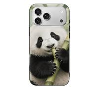 MUSM for iPhone 17 Case, Scratch Resistant Slim Phone Cover Soft TPU, Wireless Charging Compatible, Panda Cub Eating Bamboo iPhone 17 Pro Max Case Shockproof Flexible Protective Cases for Women Men