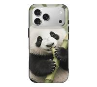 MUSM for iPhone 17 Case, Scratch Resistant Slim Phone Cover Soft TPU, Wireless Charging Compatible, Panda Cub Eating Bamboo iPhone 17 Pro Case Shockproof Flexible Protective Cases for Women Men