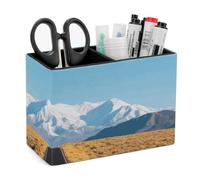 MUSM Freeway Highway Road in The Desert Pen Holder with 2 Compartments - PU Leather Desk Organizer Pencil Holder, 5.9"x2.8"x4.3" Stylish Makeup Brush Holder Pencil Cup for Office, Home & Gift