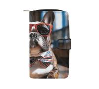 MUSM French Bulldog Wearing Sunglasses Leather Wallet，Bifold Clutch Billfold，Large Capacity Luxury Wallets for Everyday Use