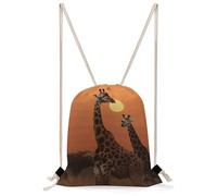 MUSM Giraffe at Sunset Drawstring Backpack for Women Men - 13.8"x19.7" Lightweight Cinch Bag Large Capacity Gym Drawstring Bag Aesthetic Sackpack Sports Backpack for Travel, Beach