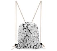 MUSM Giraffe Line Drawing Drawstring Backpack for Women Men - 13.8"x19.7" Lightweight Cinch Bag Large Capacity Gym Drawstring Bag Aesthetic Sackpack Sports Backpack for Travel, Beach