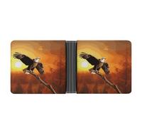 MUSM Golden Sunset Bald Eagle Leather Wallet Bifold Stylish Wallet Coin Purse Credit Pass Case Slim Billfold for Men