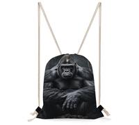 MUSM Gorilla on The Ground Drawstring Backpack for Women Men - 13.8"x19.7" Lightweight Cinch Bag Large Capacity Gym Drawstring Bag Aesthetic Sackpack Sports Backpack for Travel, Beach