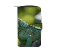 MUSM Green Lizard Leather Wallet，Bifold Clutch Billfold，Large Capacity Luxury Wallets for Everyday Use