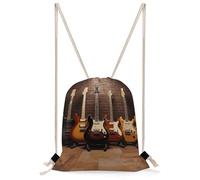 MUSM Guitar Collection Drawstring Backpack for Women Men - 13.8"x19.7" Lightweight Cinch Bag Large Capacity Gym Drawstring Bag Aesthetic Sackpack Sports Backpack for Travel, Beach