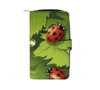 MUSM Leaves And Ladybugs Leather Wallet，Bifold Clutch Billfold，Large Capacity Luxury Wallets for Everyday Use