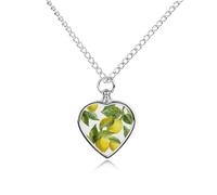 MUSM Lemon Branch Leaves Pet Urn Necklace，Personalized Dog/Cat Cremation Jewelry Keepsake，Pet Heart Urn Necklace Memorial for Dog's Cat's Ashes
