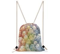 MUSM Little Ghost Rainbow Drawstring Backpack for Women Men - 13.8"x19.7" Lightweight Cinch Bag Large Capacity Gym Drawstring Bag Aesthetic Sackpack Sports Backpack for Travel, Beach