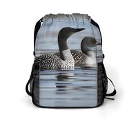 MUSM Loon Birds Drawstring Backpack，Deluxe Stylish Large-Capacity Gym Bag,Lightweight Waterproof Travel Sackpack,for Women&Men