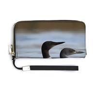 MUSM Loon Birds Long Wallet Zip Around Wallet Handbag with Wrist Strap Large Capacity Phone Purse