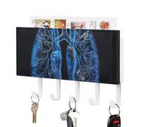 MUSM Lungs Under The Light Key Holder Wall Mounted with 5 Hooks & Mail Organizer, Self-Adhesive PU Leather Key Hook Vintage Keys Rack for Entryway, Hallway, Bathroom