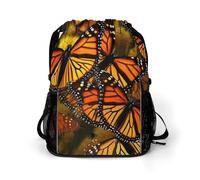 MUSM Monarch Butterflie Drawstring Backpack，Deluxe Stylish Large-Capacity Gym Bag,Lightweight Waterproof Travel Sackpack,for Women&Men