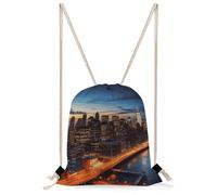 MUSM New York City Scenery Drawstring Backpack for Women Men - 13.8"x19.7" Lightweight Cinch Bag Large Capacity Gym Drawstring Bag Aesthetic Sackpack Sports Backpack for Travel, Beach