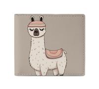 MUSM No Drama Llama Bifold Wallet for Men Women, Slim Leather Wallet with 2 Card Slots, Photo Window, 2 Cash Pockets, Compact Travel Minimalist Wallets Men Purse for Daily Use