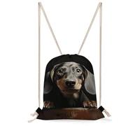 MUSM Pad Dachshund Drawstring Backpack for Women Men - 13.8"x19.7" Lightweight Cinch Bag Large Capacity Gym Drawstring Bag Aesthetic Sackpack Sports Backpack for Travel, Beach