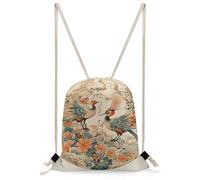 MUSM Painted Bird Pattern Drawstring Backpack for Women Men - 13.8"x19.7" Lightweight Cinch Bag Large Capacity Gym Drawstring Bag Aesthetic Sackpack Sports Backpack for Travel, Beach