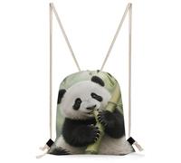 MUSM Panda Cub Eating Bamboo Drawstring Backpack for Women Men - 13.8"x19.7" Lightweight Cinch Bag Large Capacity Gym Drawstring Bag Aesthetic Sackpack Sports Backpack for Travel, Beach