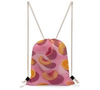 MUSM Peach And Orange Slices Drawstring Backpack for Women Men - 13.8"x19.7" Lightweight Cinch Bag Large Capacity Gym Drawstring Bag Aesthetic Sackpack Sports Backpack for Travel, Beach
