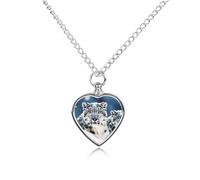 MUSM Pet Cremation Jewelry for Ashes, Blue Eyed Snow Leopard Pet Urn Necklace Dog Cat Ashes Holder Cute Memorial Locket Pendant with Chain, Cremation Urn Necklace for Pets Lovers