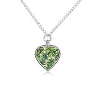 MUSM Pet Cremation Jewelry for Ashes, Green And Beige Style Pet Urn Necklace Dog Cat Ashes Holder Cute Memorial Locket Pendant with Chain, Cremation Urn Necklace for Pets Lovers