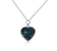 MUSM Pet Cremation Jewelry for Ashes, Plane Flying at Night Pet Urn Necklace Dog Cat Ashes Holder Cute Memorial Locket Pendant with Chain, Cremation Urn Necklace for Pets Lovers
