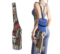 MUSM Portable Yoga Mat Bag with Pocket - Durable Canvas Gym Tote for Women & Men, Multi-Functional Storage Bag Skeletons Where Souls Meet Yoga Mat Carrier Bag for Gym, Home, Travel