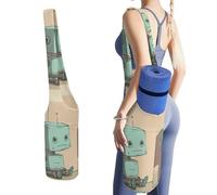MUSM Portable Yoga Mat Bag with Pocket - Durable Canvas Gym Tote for Women & Men, Multi-Functional Storage Bag Robot in The Corner Yoga Mat Carrier Bag for Gym, Home, Travel