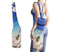 MUSM Portable Yoga Mat Bag with Pocket - Durable Canvas Gym Tote for Women & Men, Multi-Functional Storage Bag Bumble Bees Print Yoga Mat Carrier Bag for Gym, Home, Travel