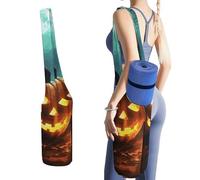 MUSM Portable Yoga Mat Bag with Pocket - Durable Canvas Gym Tote for Women & Men, Multi-Functional Storage Bag Happy Halloween Pumpkins Yoga Mat Carrier Bag for Gym, Home, Travel