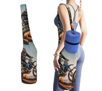 MUSM Portable Yoga Mat Bag with Pocket - Durable Canvas Gym Tote for Women & Men, Multi-Functional Storage Bag Sport Motorcycle Motocross Racing Theme Yoga Mat Carrier Bag for Gym, Home, Travel