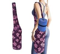 MUSM Portable Yoga Mat Bag with Pocket - Durable Canvas Gym Tote for Women & Men, Multi-Functional Storage Bag Small Peach Flowers Yoga Mat Carrier Bag for Gym, Home, Travel