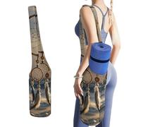 MUSM Portable Yoga Mat Bag with Pocket - Durable Canvas Gym Tote for Women & Men, Multi-Functional Storage Bag Native American Dream Catcher Yoga Mat Carrier Bag for Gym, Home, Travel