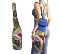 MUSM Portable Yoga Mat Bag with Pocket - Durable Canvas Gym Tote for Women & Men, Multi-Functional Storage Bag Cute Christmas Sloth Yoga Mat Carrier Bag for Gym, Home, Travel