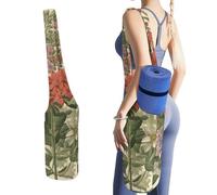 MUSM Portable Yoga Mat Bag with Pocket - Durable Canvas Gym Tote for Women & Men, Multi-Functional Storage Bag Various Flowers Yoga Mat Carrier Bag for Gym, Home, Travel