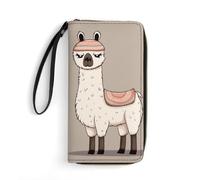 MUSM PU Leather Wallet with Wrist Strap, Zip Around Wallet 4 Card Slots & Zippered Coin Pocket, No Drama Llama Clutch Purse for Travel, Gifts, Lightweight & Secure