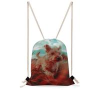 MUSM Puppy in The Field Drawstring Backpack for Women Men - 13.8"x19.7" Lightweight Cinch Bag Large Capacity Gym Drawstring Bag Aesthetic Sackpack Sports Backpack for Travel, Beach