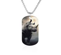MUSM Rhino Pendant Necklace,Simple Trendy Unique Necklace,Personalized Fade Free Pendant,Titanium Steel Chain for Daily Wear And Holiday Gift
